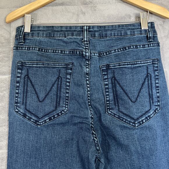 Mumu Blue Jeans 29 Blue Berkeley Zip Up Bells Dark Rainstorm Festival Hippie - Picture 4 of 11